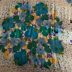 Dior Floral Scarf in Teal, Blue, and Yellow